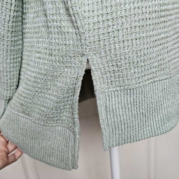 SO Cozy Waffle Knit Tunic Hoodie Sweater XS SEAFOAM TEAL SAGE LIGHT GREEN - Picture 6 of 9